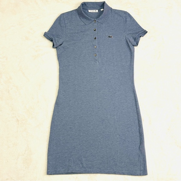 Lacoste Dresses & Skirts - Lacoste Women's Slim Fit Stretch Mini Piqué Polo Dress Blue Short Sleeve Size 36